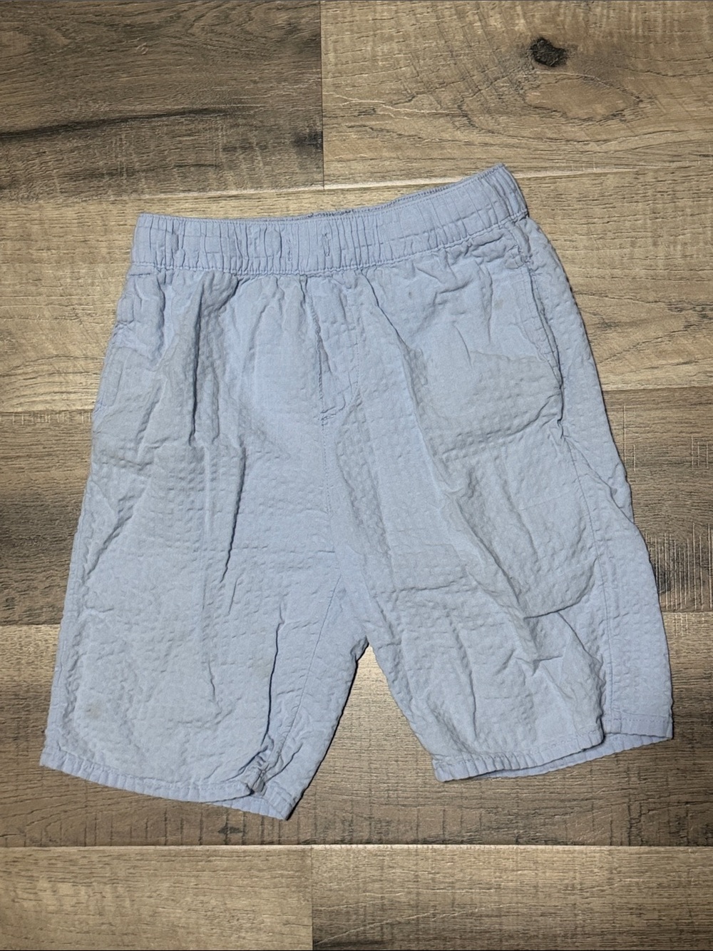 H&M Pale Blue Seersucker Kids Cotton Shorts Boys Size 10